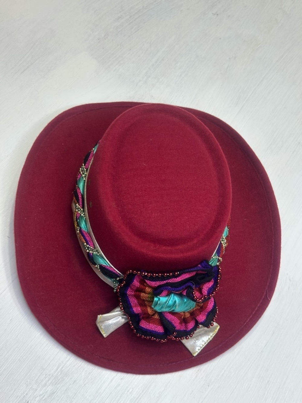 Vintage 90s ARLOP Red Western Hat – Fiesta / Southwestern Statement Piece - Picture 5 of 16